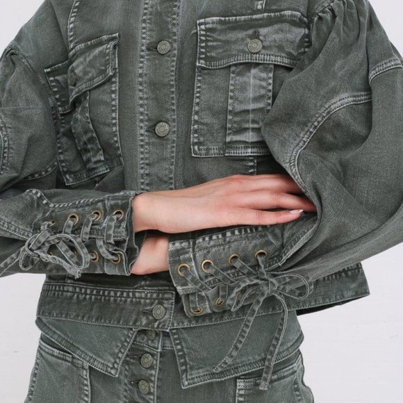 Ulla Johnson Atticus Denim Jacket Army Green F34 - Picture 6 of 12